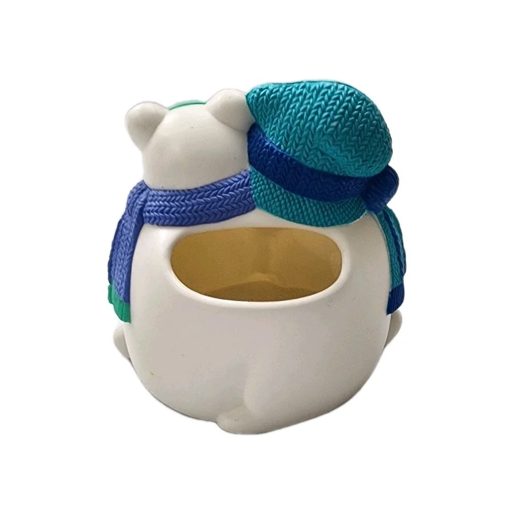Rare Vintage Avon Polar Bear 4in Baking Soda Holder white blue